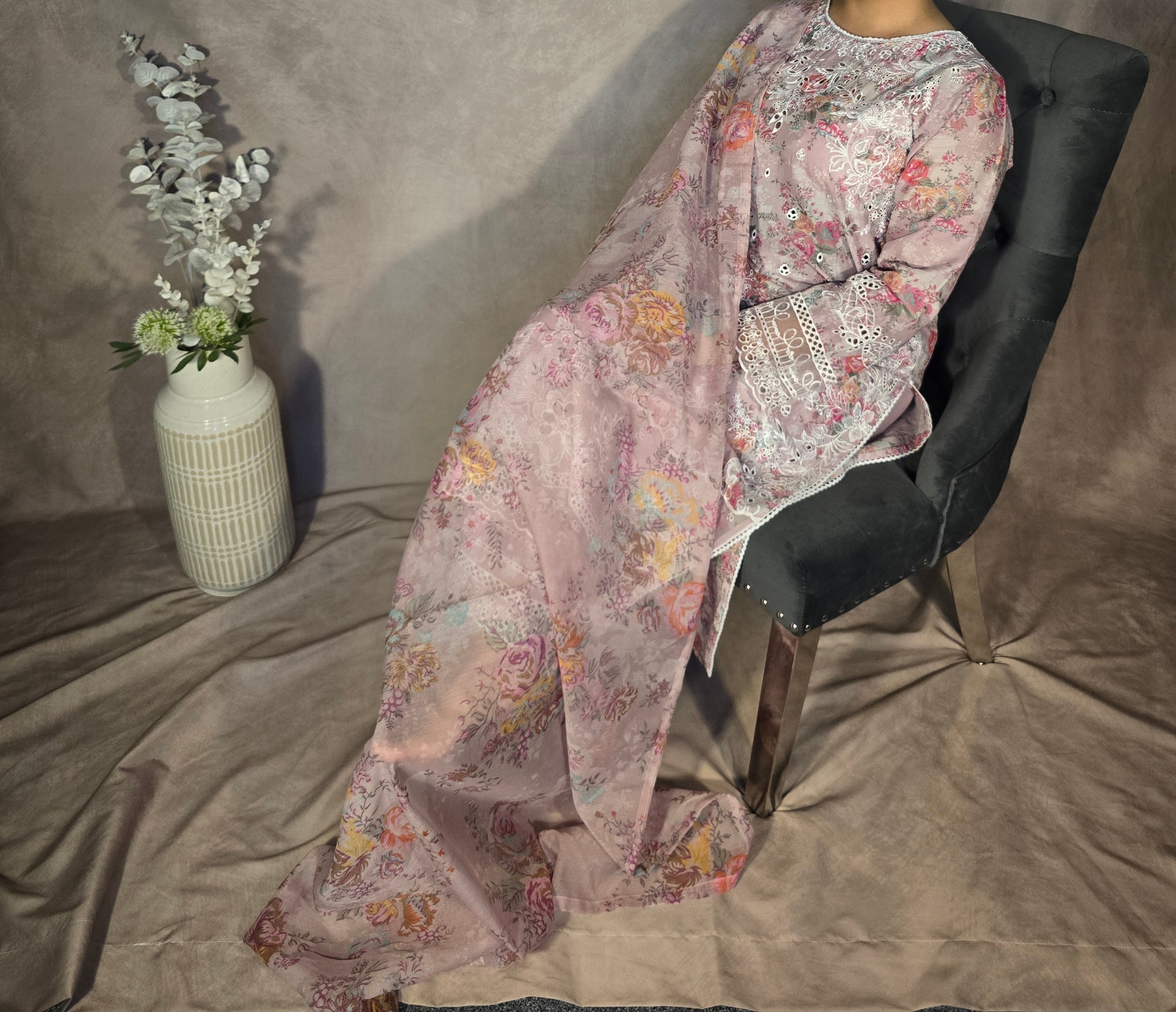 Blush Appliqué 3-Piece Suit
