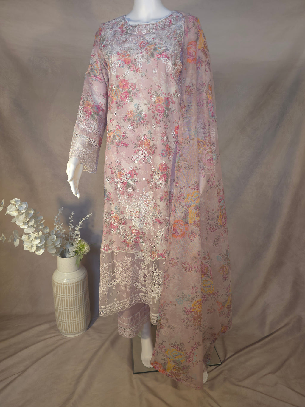 Blush Appliqué 3-Piece Suit