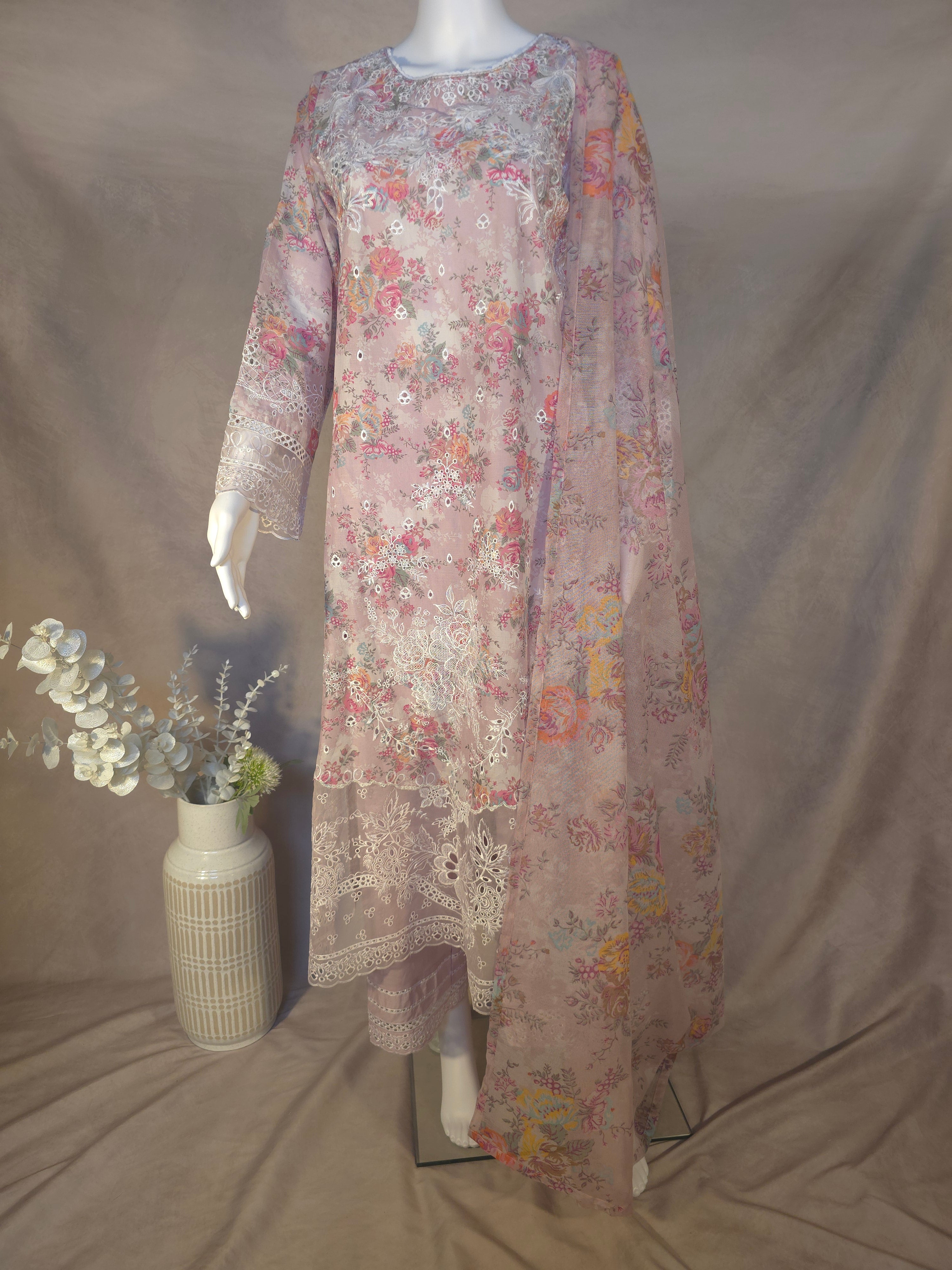 Blush Appliqué 3-Piece Suit